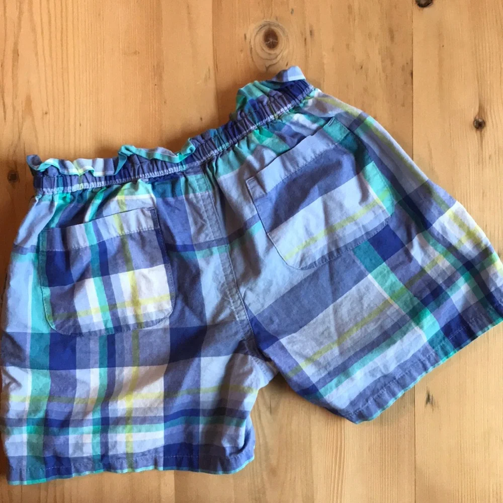 Gymboree 6 100% cotton blue plaid ruffle waist shorts
